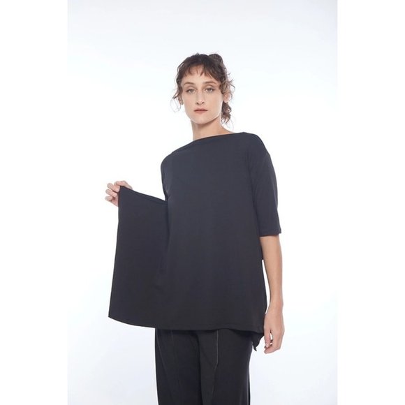 M X Matthildur Women's Sz. S/M Boxy Fit Beatrix Trapeze Top In Blue NWT - Picture 9 of 9